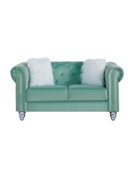 Sofá CHESTER STYLE, 2 plazas, tapizado velvet verde agua 58