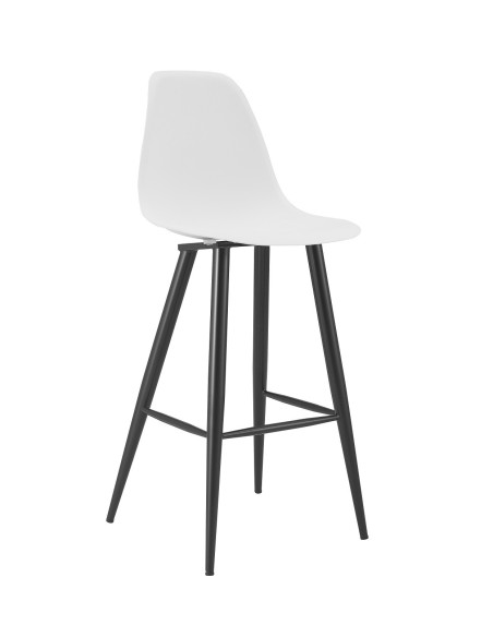 Taburete CLUNY, metal epoxi negro, polipropileno blanco