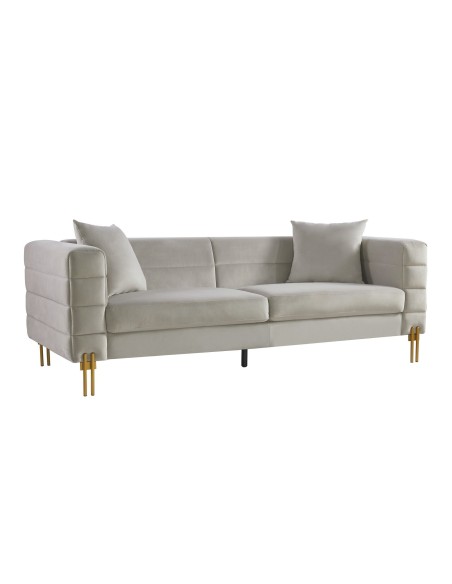 Sofá LARIOS, 3 plazas, tejido velvet gris claro 25