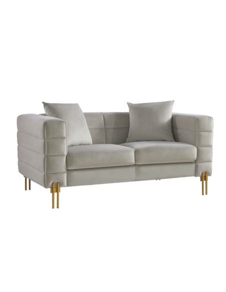 Sofá LARIOS, 2 plazas, tejido velvet gris claro 25