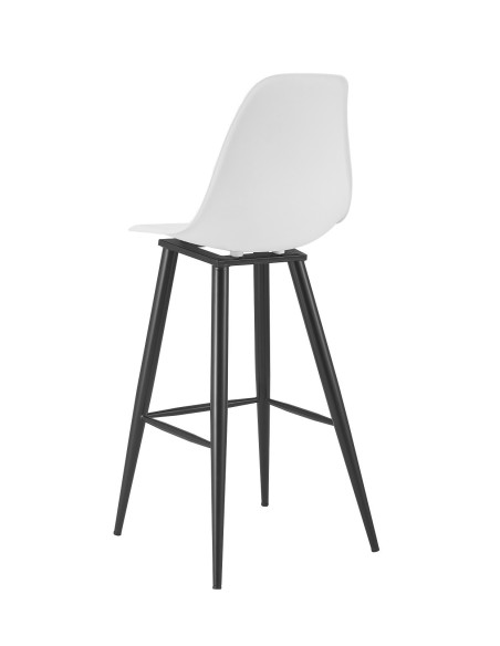 Taburete CLUNY, metal epoxi negro, polipropileno blanco