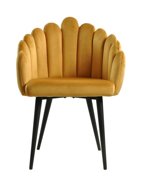 Sillón DEVIN, metal, tapizado velvet amarillo