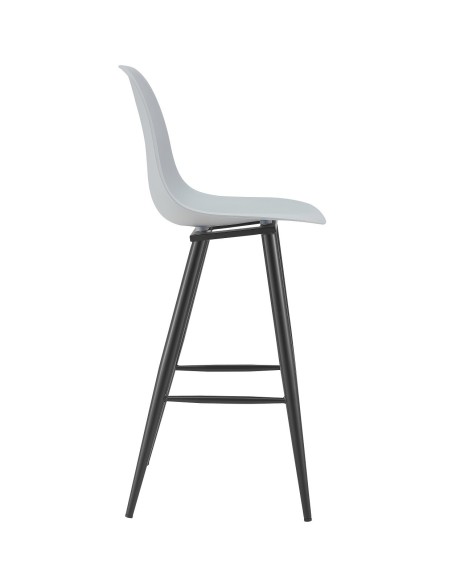 Taburete CLUNY, metal epoxi negro, polipropileno gris