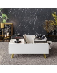 Mesa baja ELOISE, biIaminado mármol blanco, 89,5 cms. 2