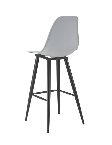 Taburete CLUNY, metal epoxi negro, polipropileno gris