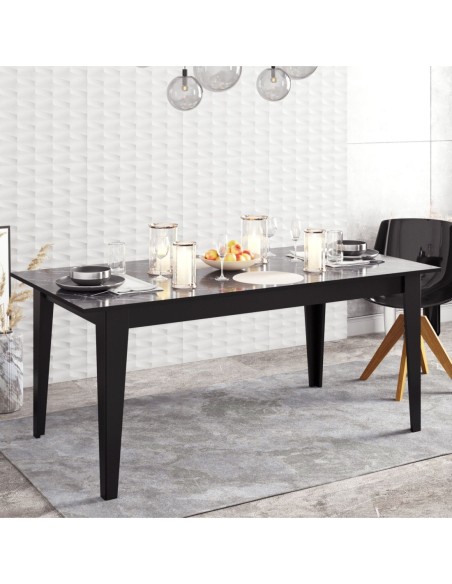 Mesa de comedor SIENA, biIaminado mármol negro, 180 x 90 cms.