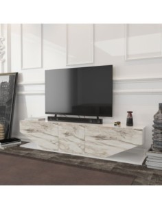 Mueble de TV VIOLET, biIaminado mármol blanco, 180 cms. 2