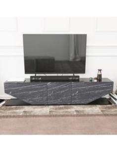 Mueble de TV VIOLET, biIaminado mármol negro, 180 cms.