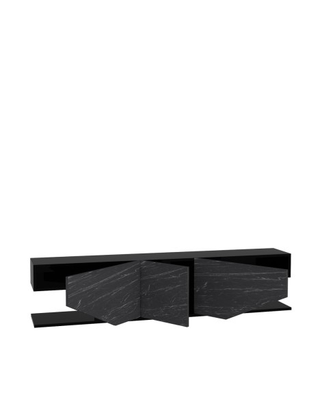 Mueble de TV VIOLET, biIaminado mármol negro, 180 cms.