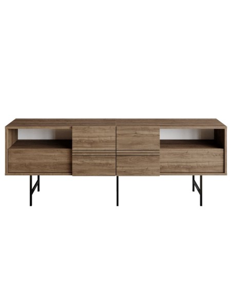 Mueble de TV SIMON, biIaminado nogal, 180 cms.