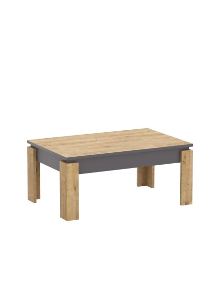 Mesa baja PHILIPPA, biIaminado roble con gris oscuro, 90 cms.