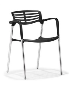 Sillón ALBENIZ, cromado, polipropileno negro 2