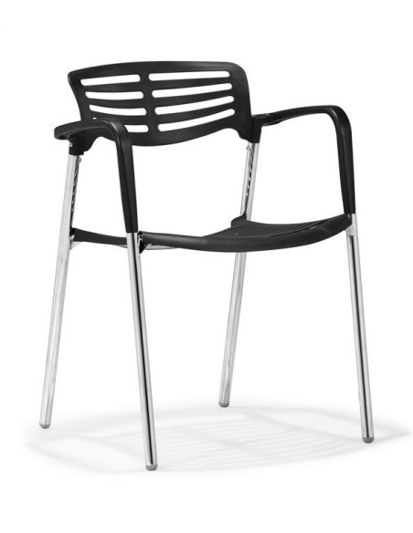 Sillón ALBENIZ, cromado, polipropileno negro