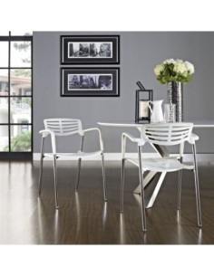 Sillón ALBENIZ, cromado, polipropileno blanco