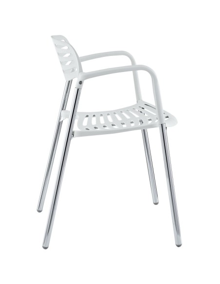 Sillón ALBENIZ, cromado, polipropileno blanco