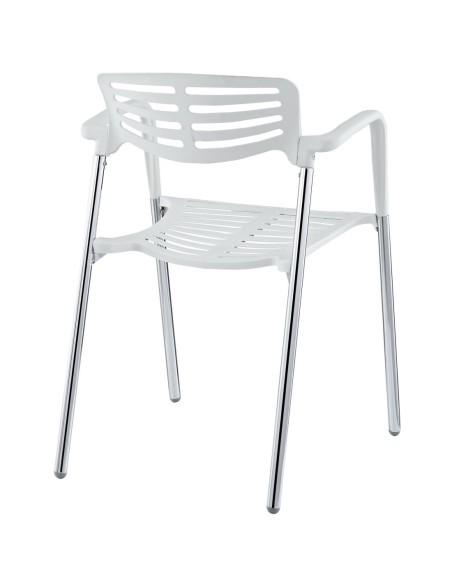 Sillón ALBENIZ, cromado, polipropileno blanco