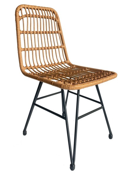 Silla BRUNEI, metal, ratán beige