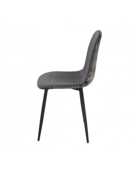 Silla HORUS NEW, metal, tapizado velvet gris con trasera floral a juego