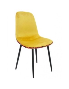 Silla HORUS NEW, metal, tapizado velvet amarillo con trasera floral a juego 2