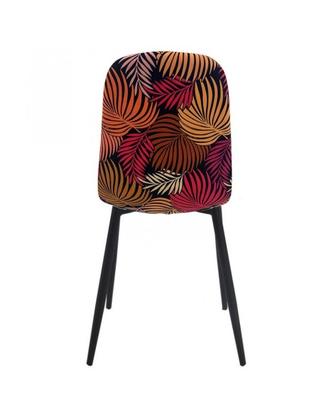 Silla HORUS NEW, metal, tapizado velvet amarillo con trasera floral a juego