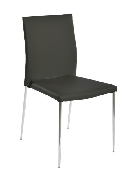 Silla INMA, apilable, metal, similpiel negra