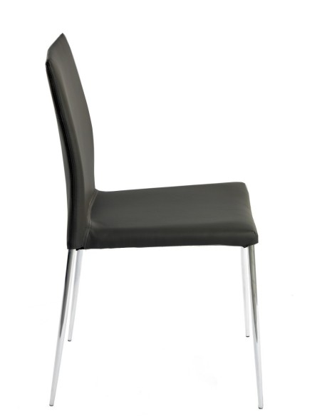 Silla INMA, apilable, metal, similpiel negra
