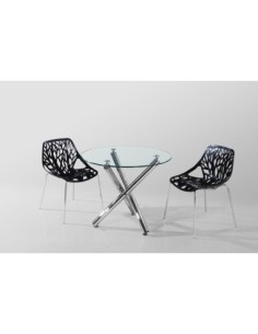 Mesa DESIREE NEW, cromada, cristal, 90 cms diámetro 2