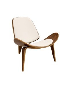 Sillón NORDIC (R), palo rosa, similpiel blanca