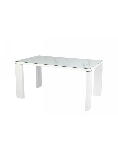 Mesa ROYAL, lacada blanca, cristal ceramico, 150 x 90 cms