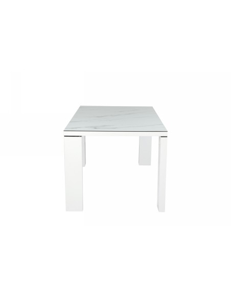 Mesa ROYAL, lacada blanca, cristal ceramico, 150 x 90 cms