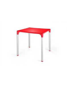 Mesa ELIANA, aluminio, polipropileno rojo 74x74 cms