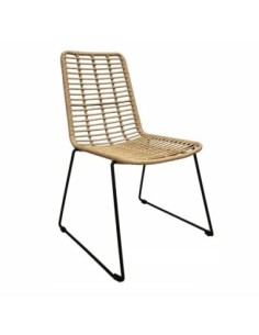 Silla LOTAK, metal, ratán beige