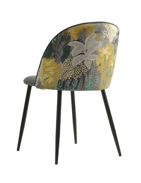 Silla PALM GREY, metal, tapizado velvet gris con trasera palm