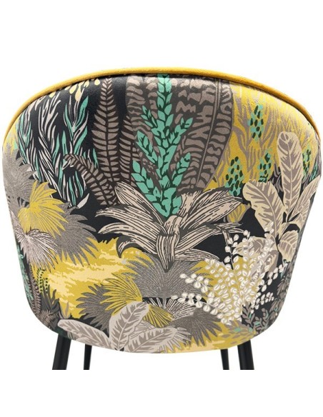 Silla PALM YELLOW, metal, tapizado velvet amarillo con trasera palm