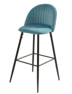 Taburete PALM SKY BLUE, metal, tapizado velvet azul con trasera palm 2
