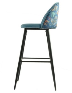 Taburete CARNAVAL SKY BLUE, metal, tapizado velvet azul con trasera carnaval 2