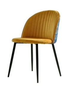 Silla CARNAVAL YELLOW, metal, tapizado velvet amarillo con trasera carnaval 2