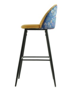 Taburete CARNAVAL YELLOW, metal, tapizado velvet amarillo con trasera carnaval