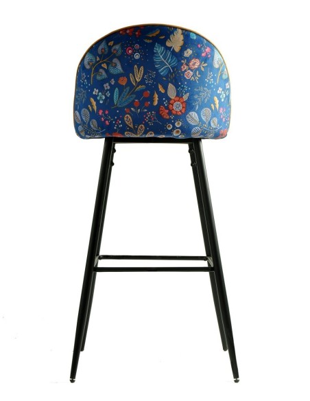 Taburete CARNAVAL YELLOW, metal, tapizado velvet amarillo con trasera carnaval