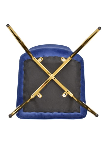 Silla GILDA, metal, dorado, tejido velvet azul