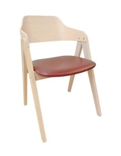 Sillón JARSY, madera de hevea, natural, similpiel marrón 2