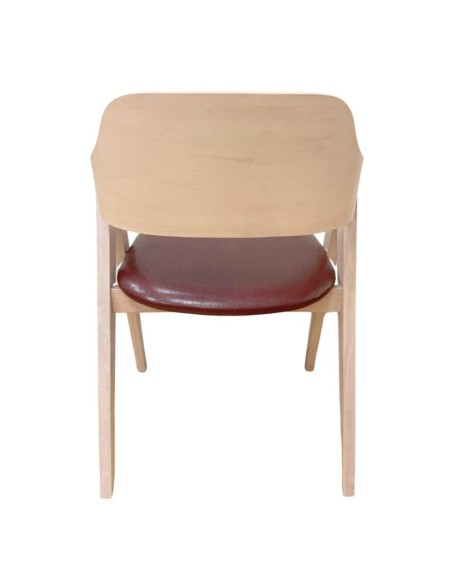 Sillón JARSY, madera de hevea, natural, similpiel marrón