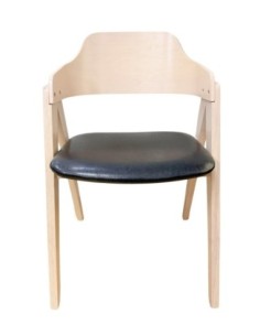 Sillón JARSY, madera de hevea, natural, similpiel negra