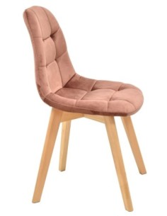 Silla LORENA, madera, tapizada velvet rosa coral 2