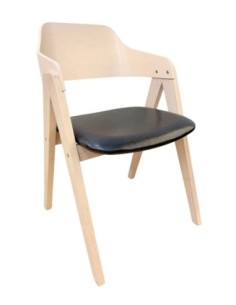 Sillón JARSY, madera de hevea, natural, similpiel negra 2