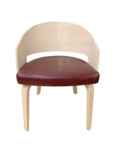 Sillón SINTRA, contrachapado de madera de hevea, natural, similpiel marrón 2