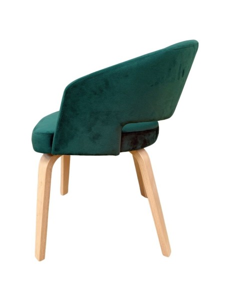 Sillón VISEU, contrachapado de madera de hevea, natural, velvet verde oscuro