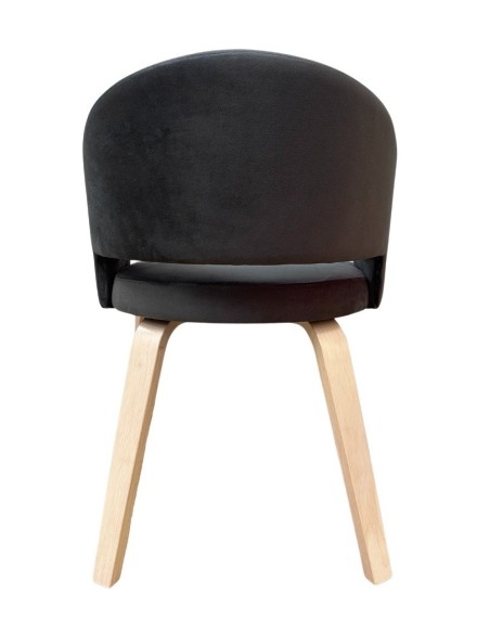 Sillón VISEU, contrachapado de madera de hevea, natural, velvet gris oscuro