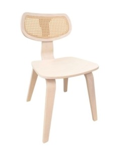 Silla CORBEL, contrachapado de madera de hevea, rejilla, acabado natural