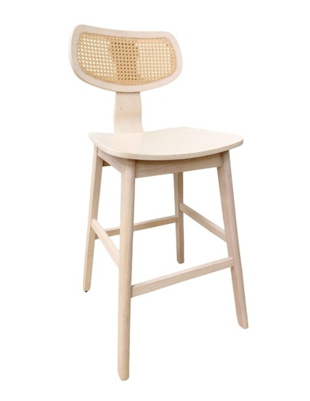Taburete CORBEL, madera de hevea, rejilla, acabado natural